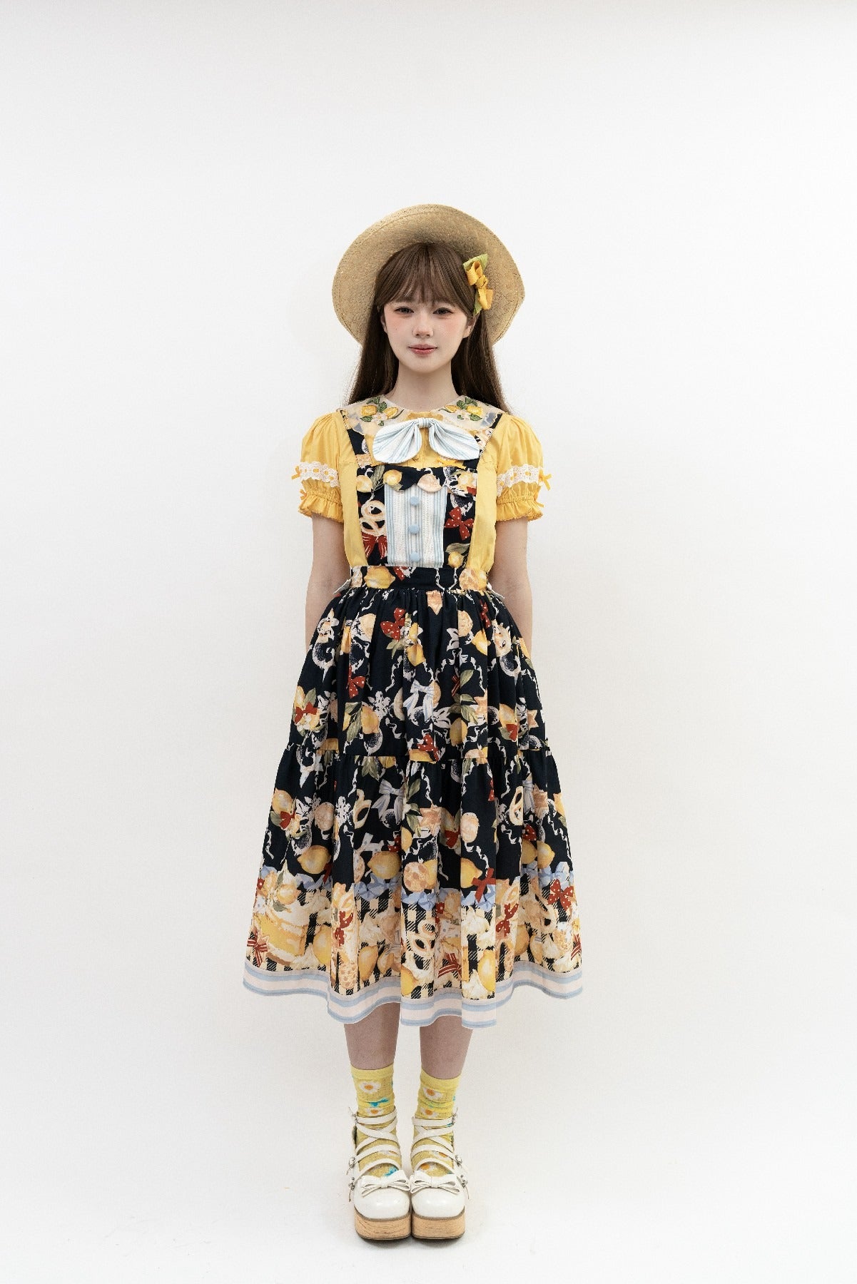 【受注予約6/26まで】Lemon Biscuit サスペンダースカート