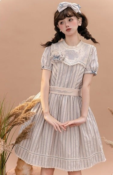 Go Picnicking Striped Short Sleeve Dress