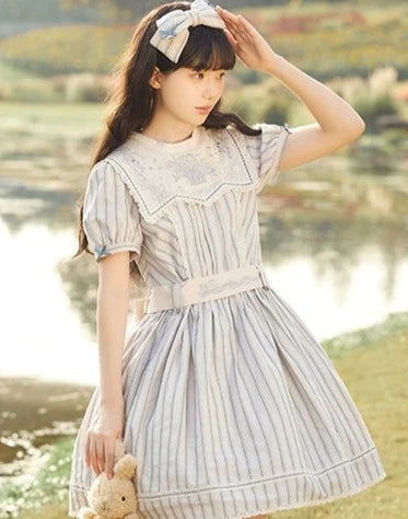 Go Picnicking Striped Short Sleeve Dress