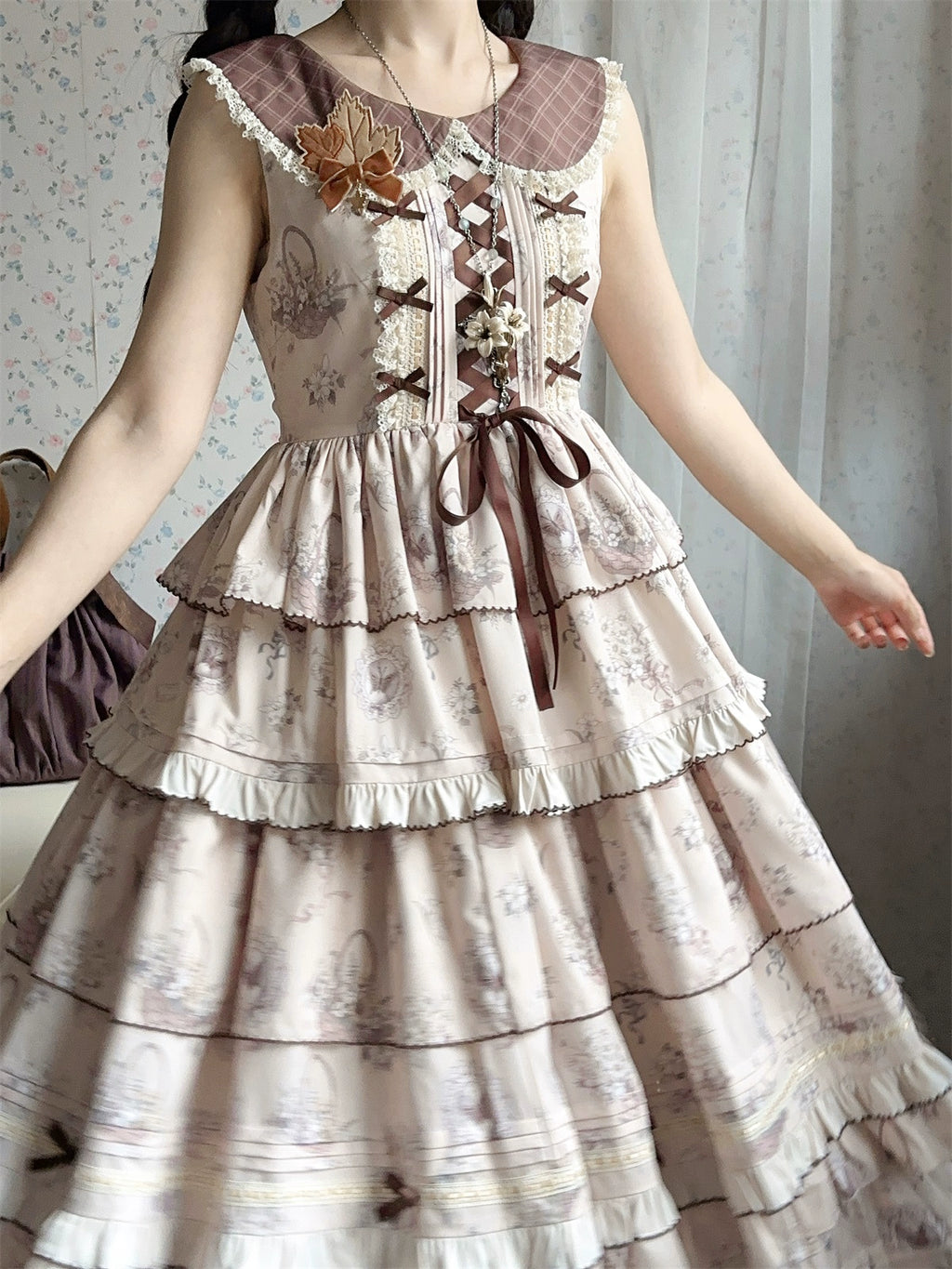 Flower Basket Country style jumper skirt and cardigan