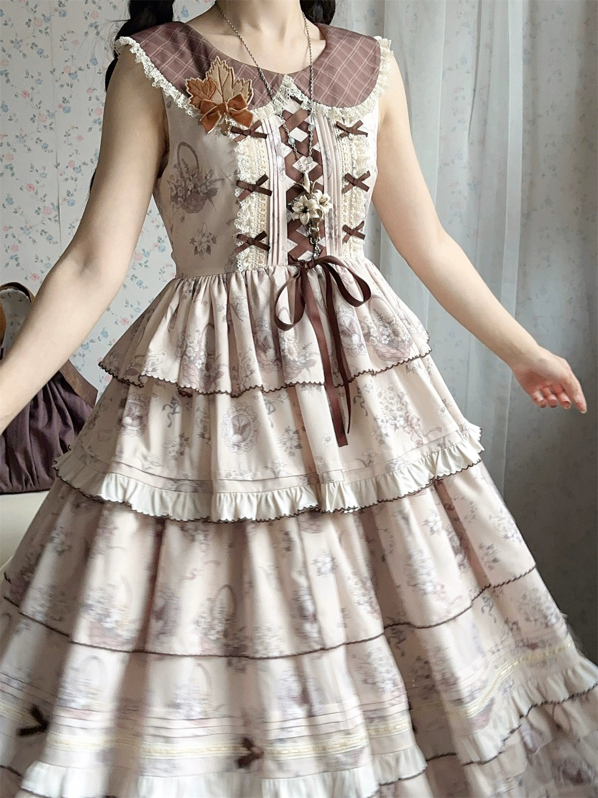 Flower Basket Country style jumper skirt and cardigan