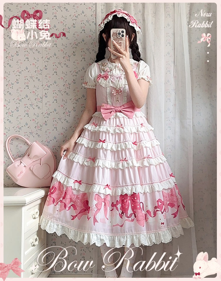 【受注予約6/11まで】Bow Rabbit ティアードジャンパースカート