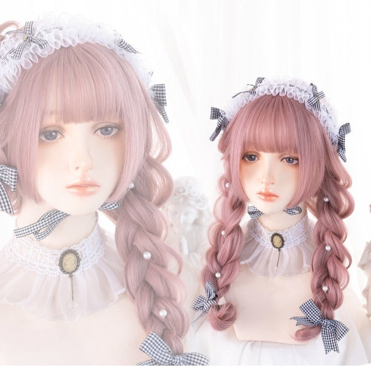 Lolita wig purple pink princess cut loose curl long