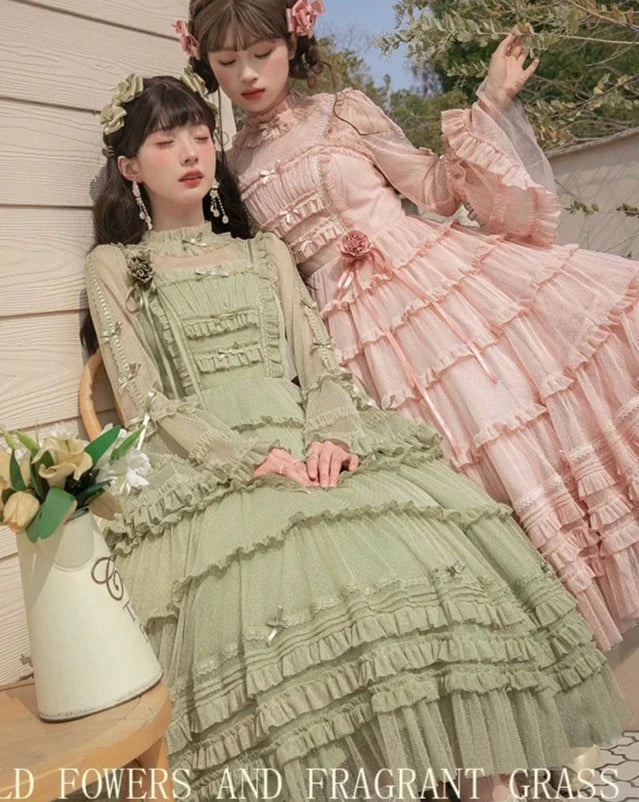 【再販・受注予約2/12まで】Fragrant Grass ドットチュールジャンパースカート