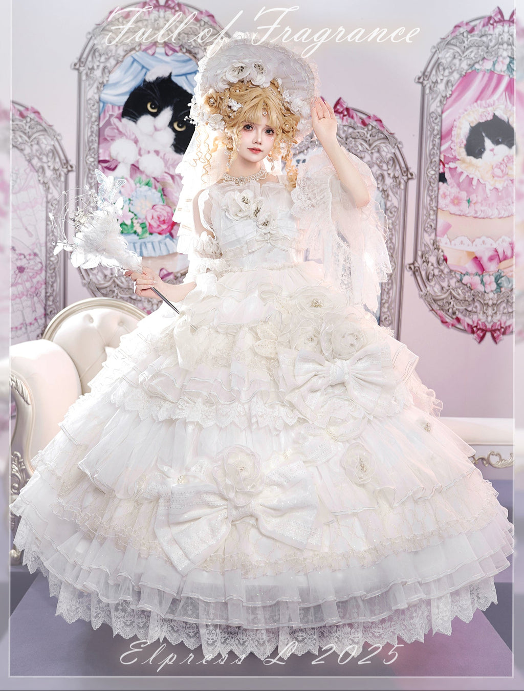 [Pre-orders available until 2/26] Full of Fragrance Dress with Train and Inner Skirt - White