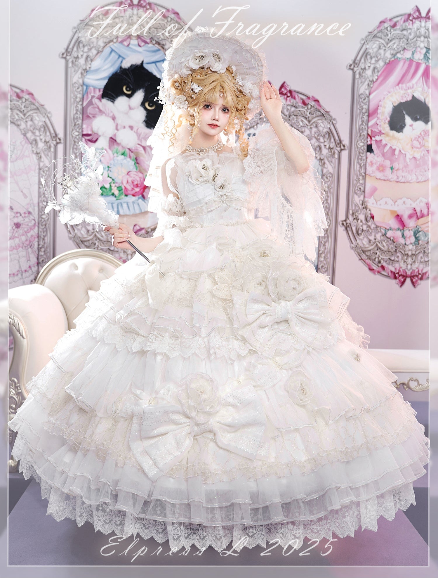 [Pre-orders available until 2/26] Full of Fragrance Dress with Train and Inner Skirt - White