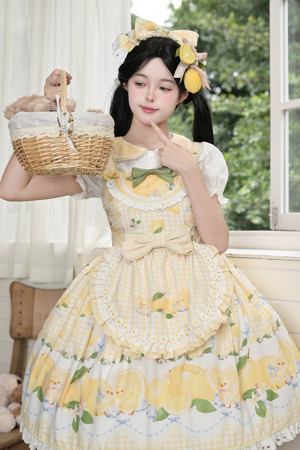 【予約販売】Lemon Sweetie プリントジャンパースカート・ミドル丈