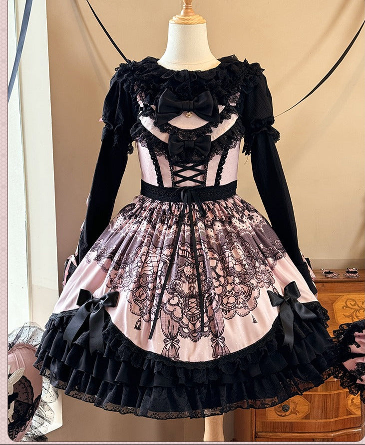 【再販・受注予約12/23まで】Lace Figure プリントジャンパースカート