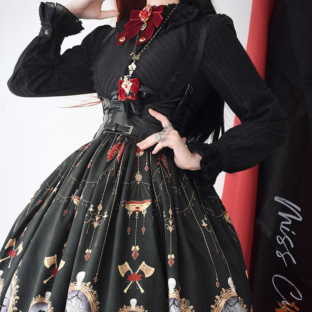 The Red Shoes Gothic Lolita Print Skirt