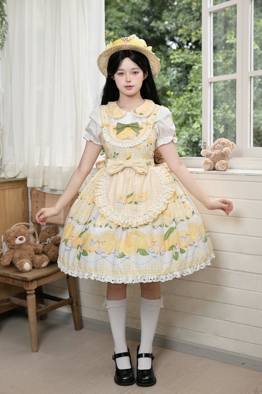 【受注予約5/14まで】Lemon Sweetie プリントジャンパースカート・ミドル丈