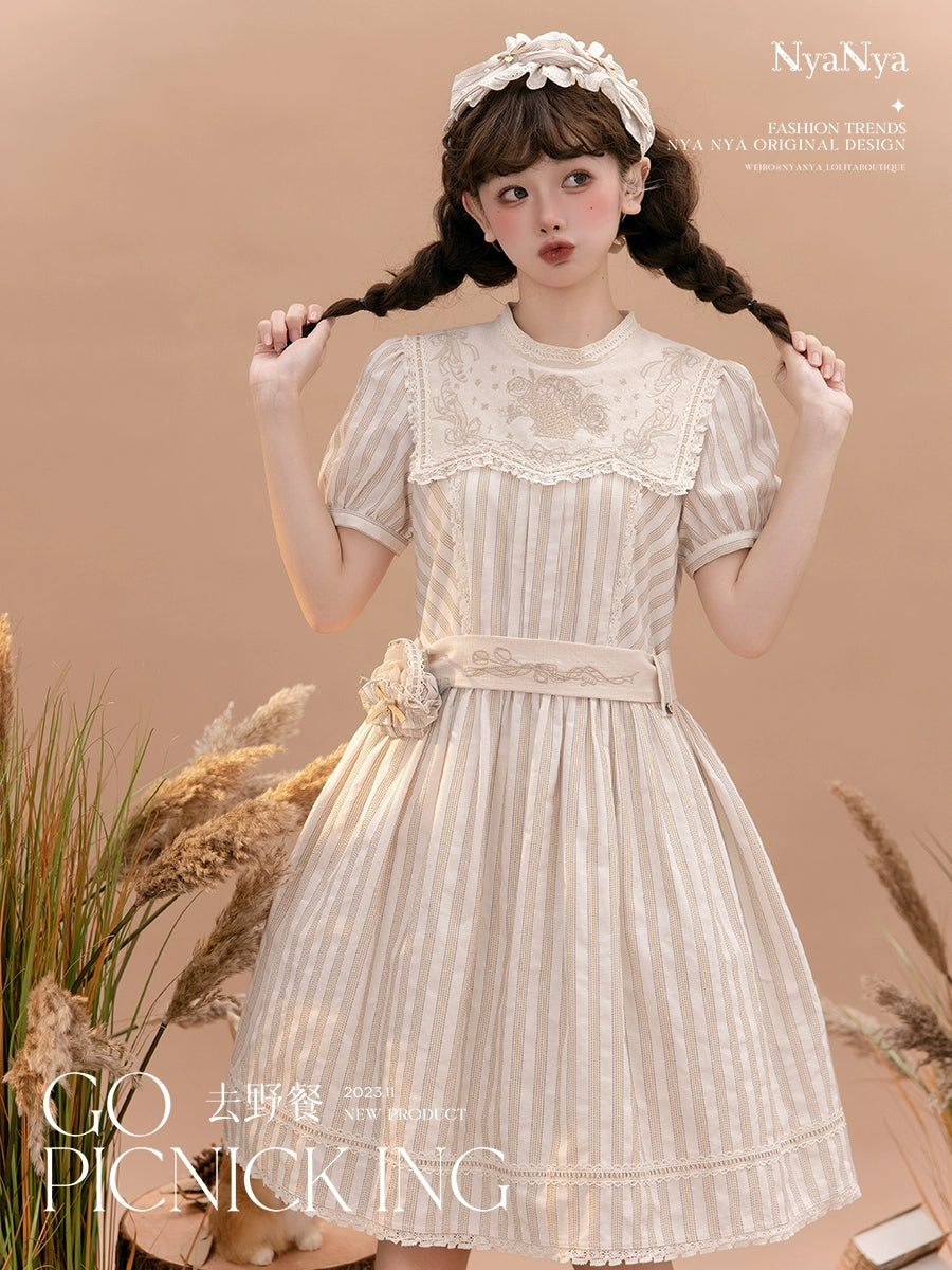 Go Picnicking Striped Short Sleeve Dress