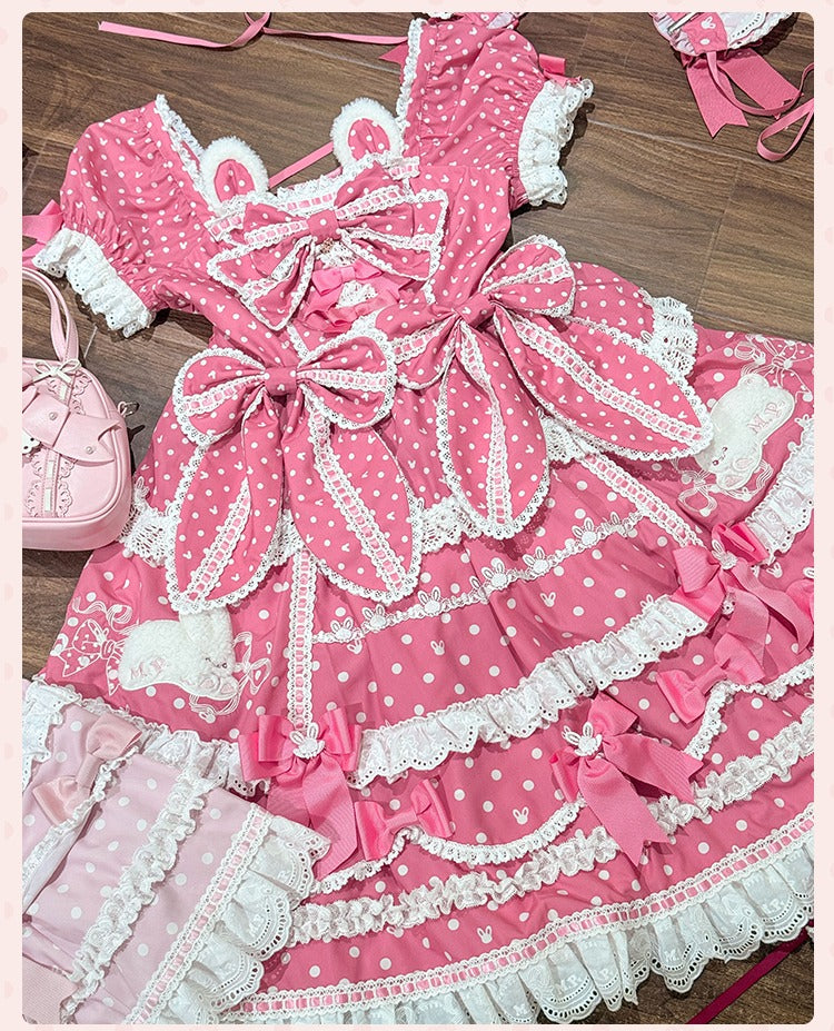 【受注予約6/11まで】Bow Rabbit 水玉ラグジュアリーワンピース