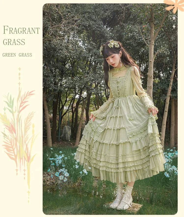 【再販・受注予約2/12まで】Fragrant Grass ドットチュールジャンパースカート
