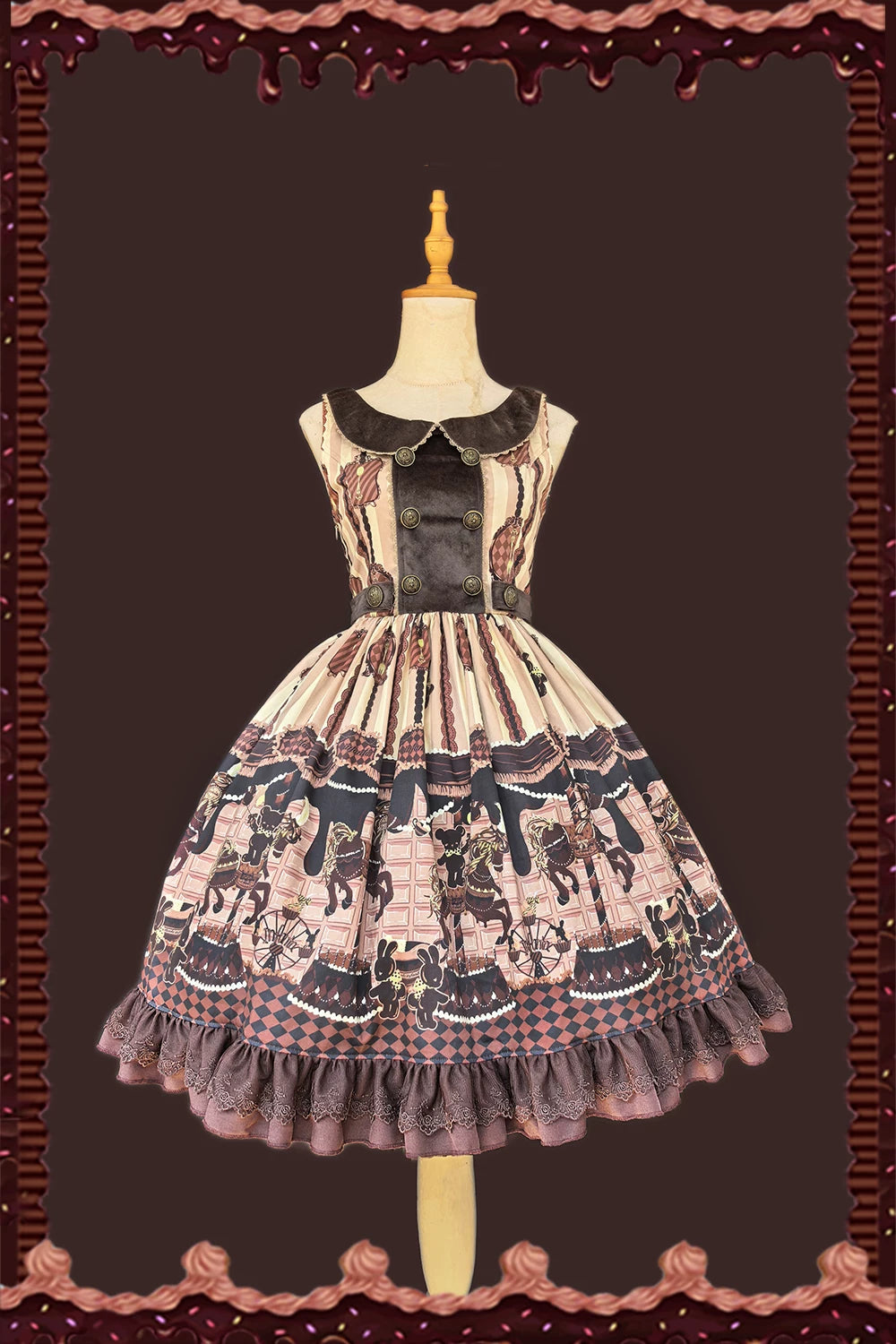 【予約販売】Chocolate Carousel プリントジャンパースカート