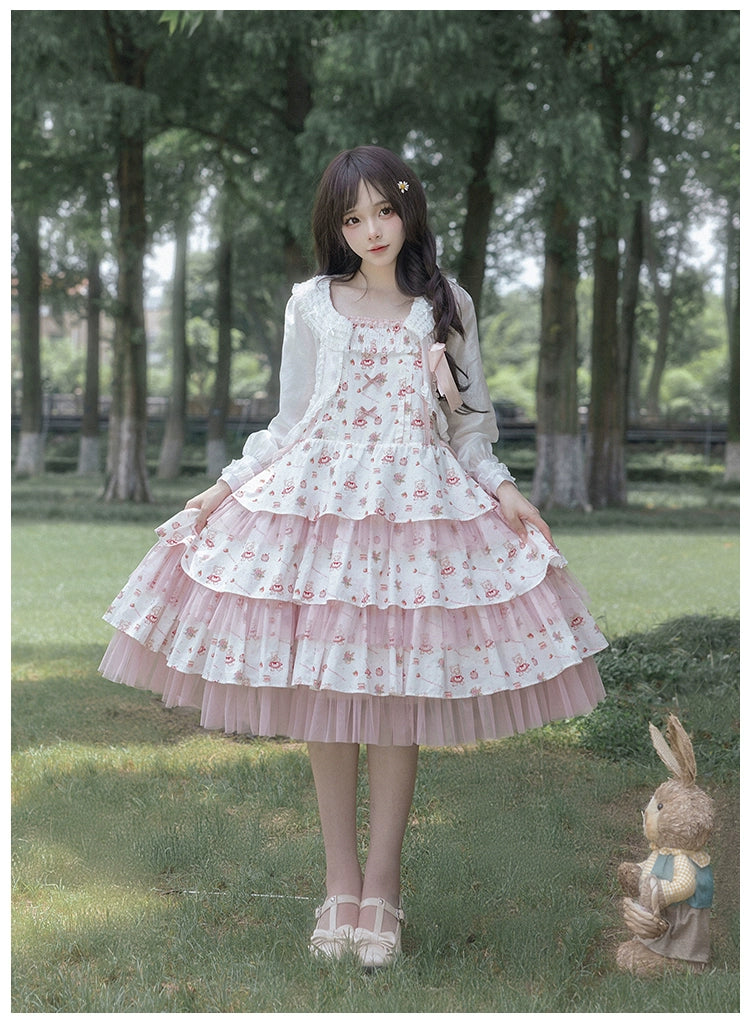 Love Bear Tulle Frill Jumper Skirt