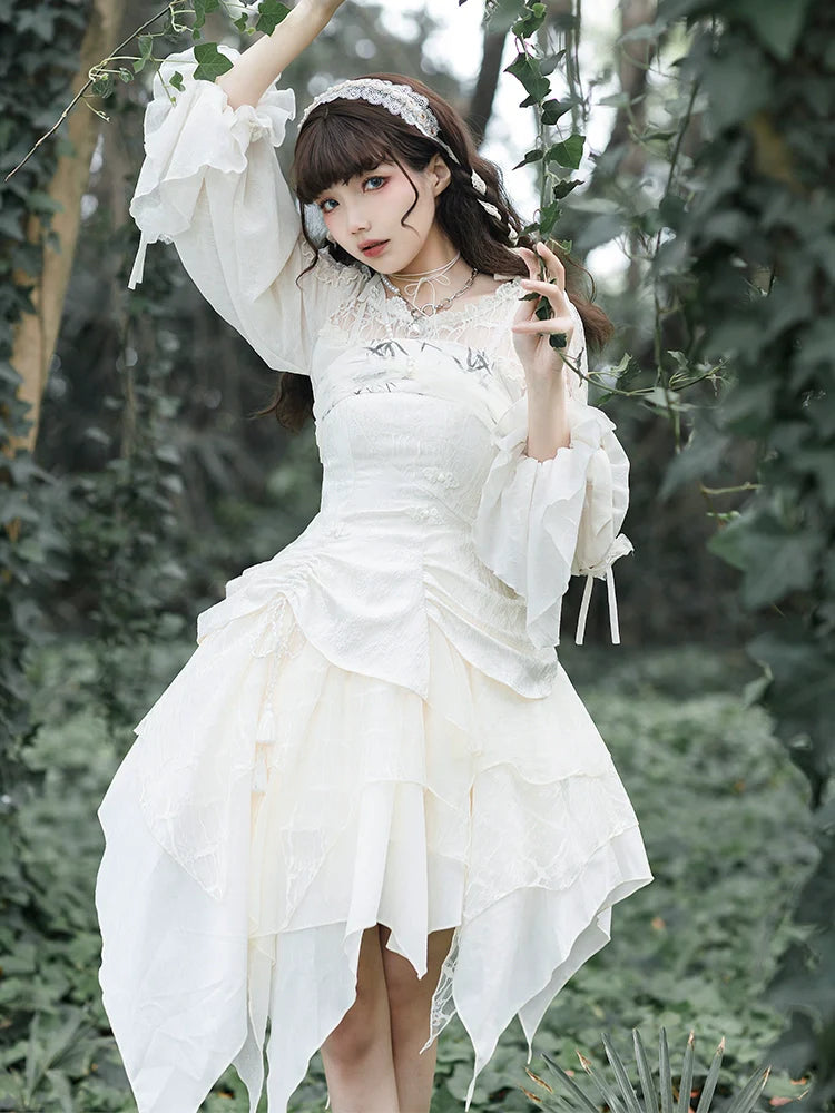 Elegant flower loli jumper skirt with bamboo design