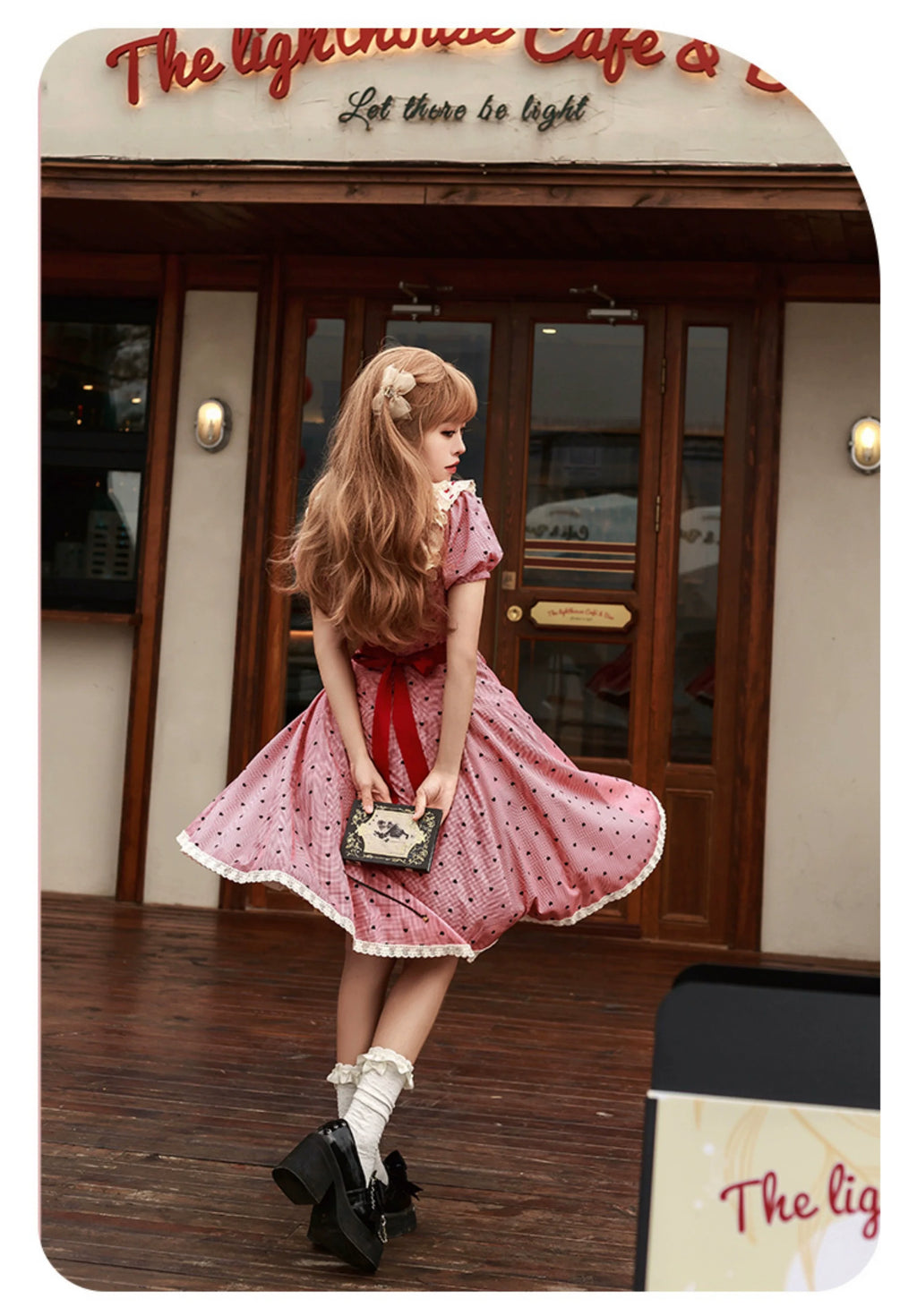 Ruby Chocolate Heart Dot Short Sleeve Dress