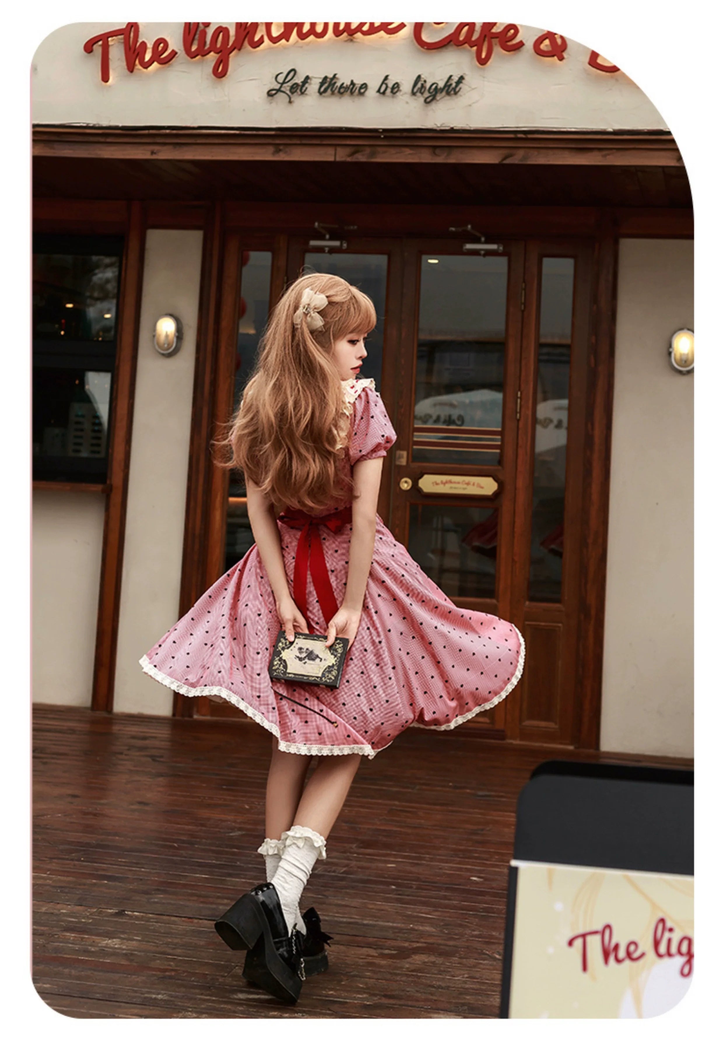 Ruby Chocolate Heart Dot Short Sleeve Dress