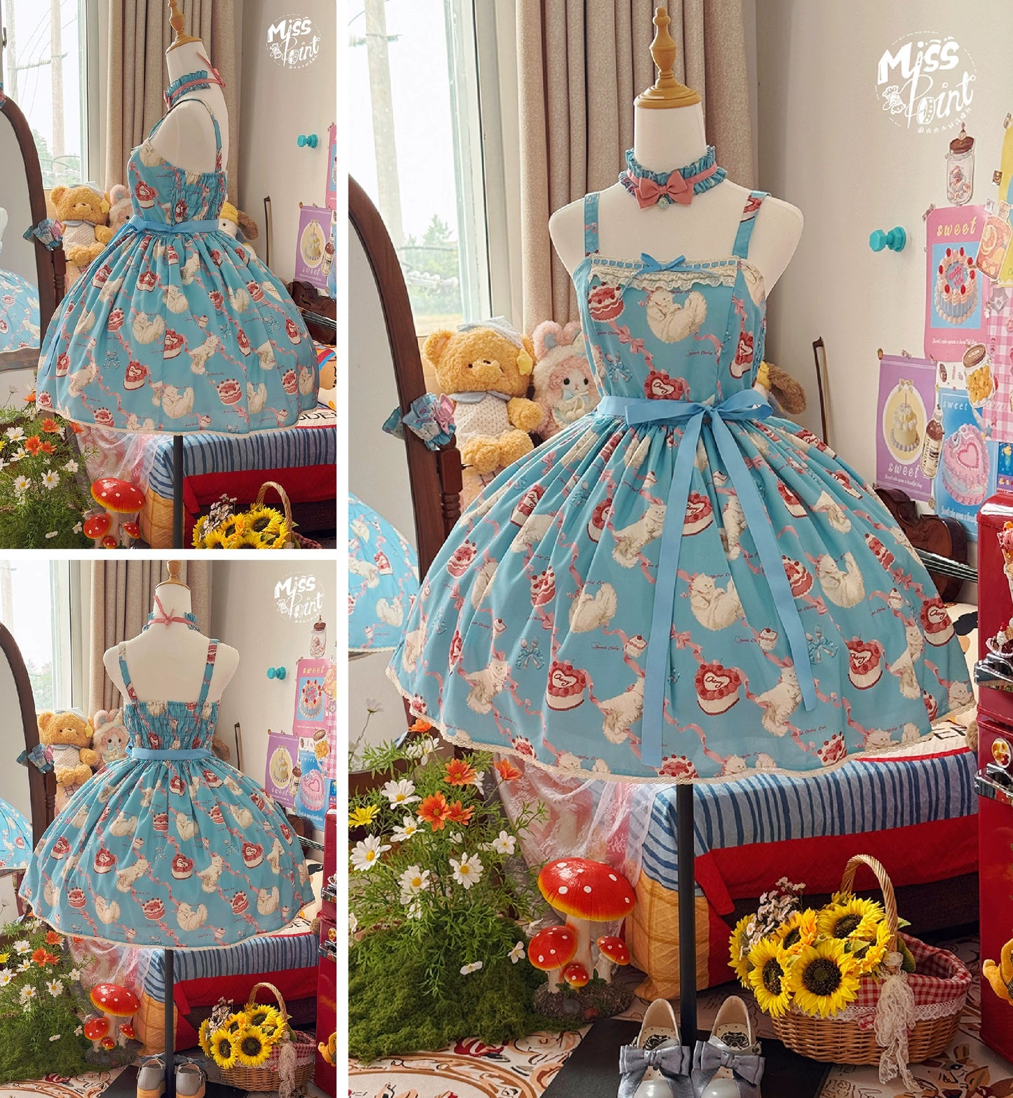 【受注予約7/9まで】Sweet Cherry Cat デイリージャンパースカート