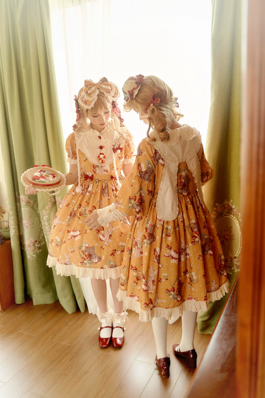 Bunny Bear Bunny print hooded short sleeve dress