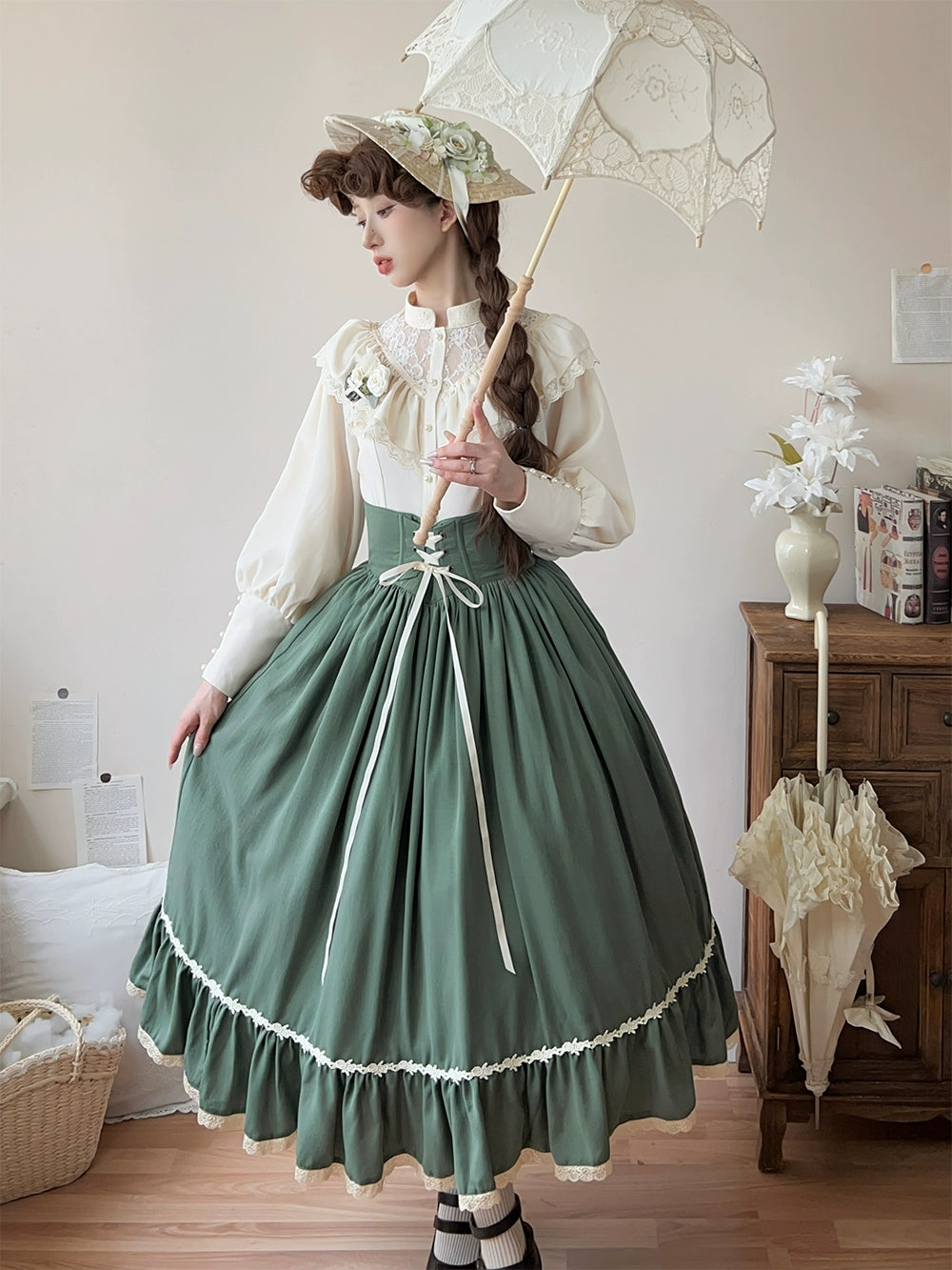 [Pre-orders available until 9/26] Sketch Wild Rose High Waist Skirt, Plain Type