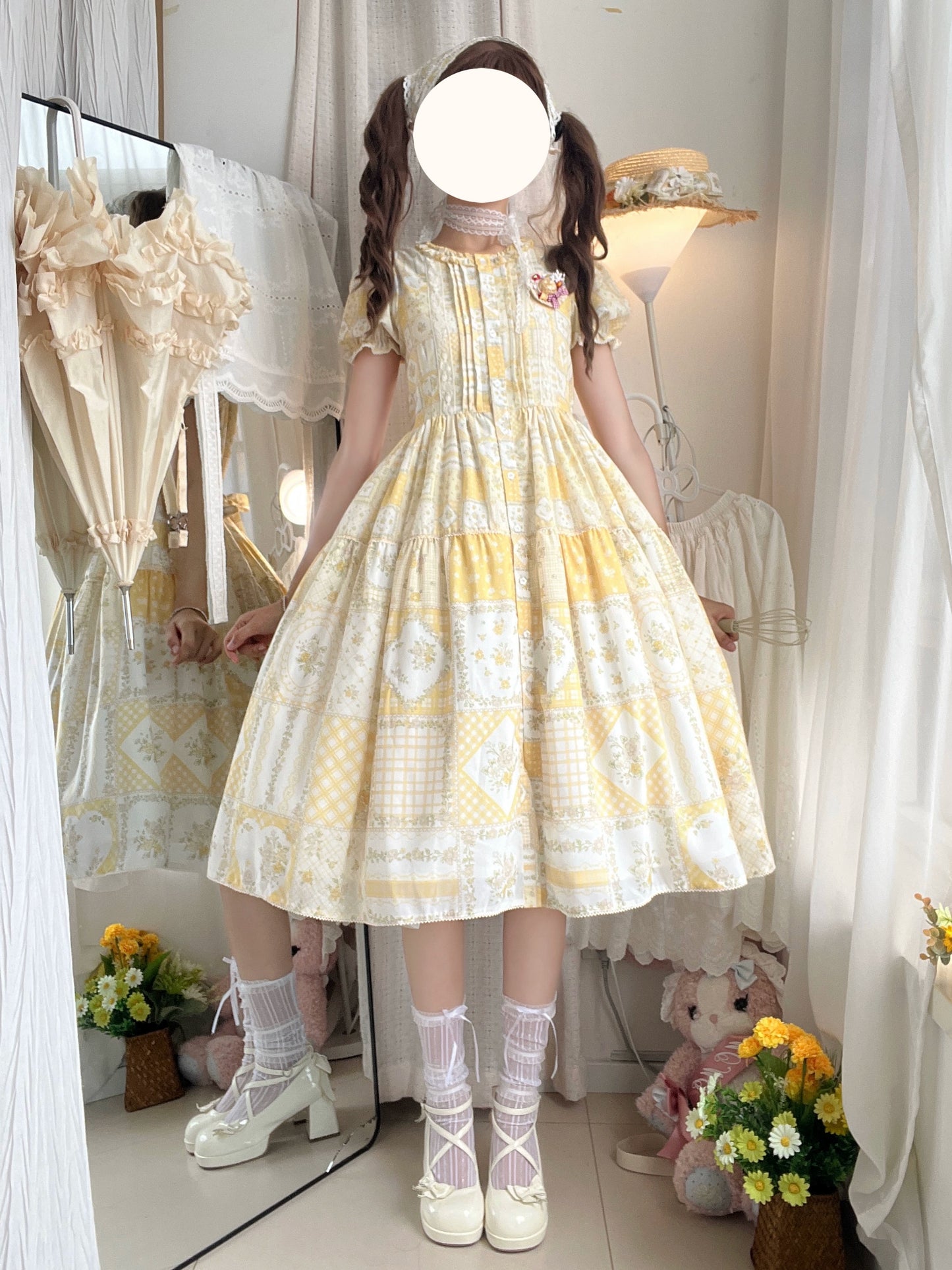 【受注予約7/14まで】Pathwork Garden カントリー風半袖ワンピース