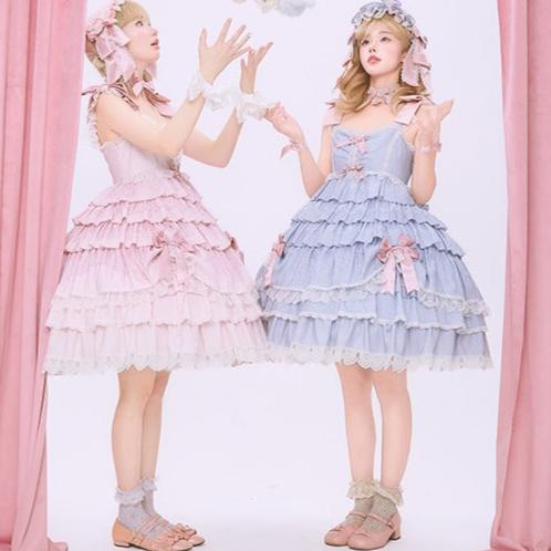 【再販・受注予約12/23まで】Lace Figure ティアードジャンパースカート