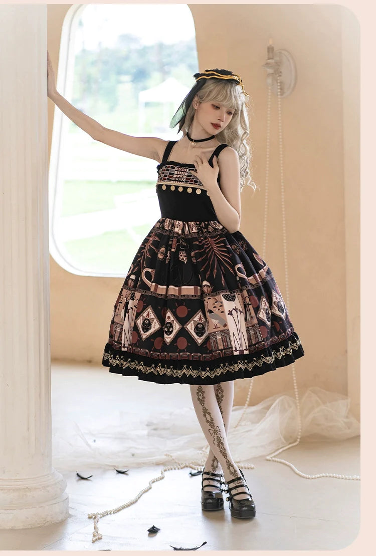 Cat God Egyptian Motif Jumper Skirt and Corset