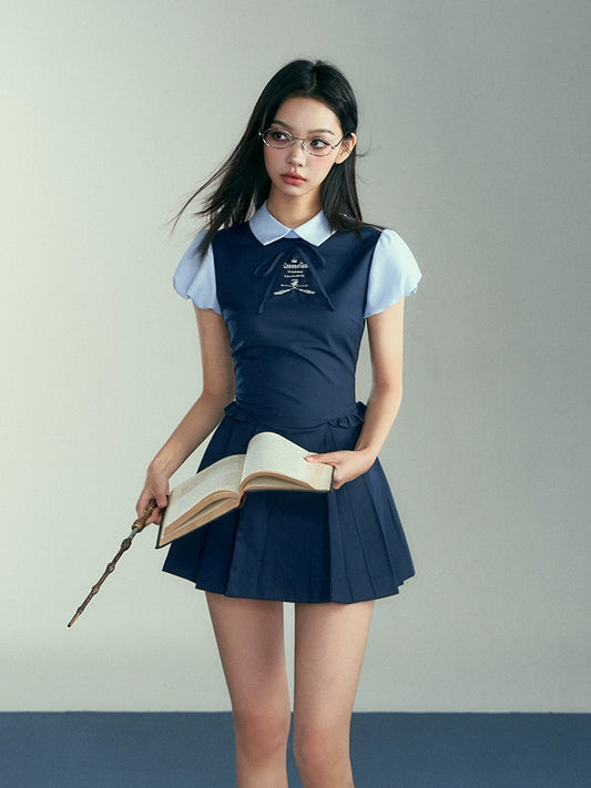 [Pre-order] Hogwarts School of Witchcraft and Wizardry Puff Sleeve Layered Dress