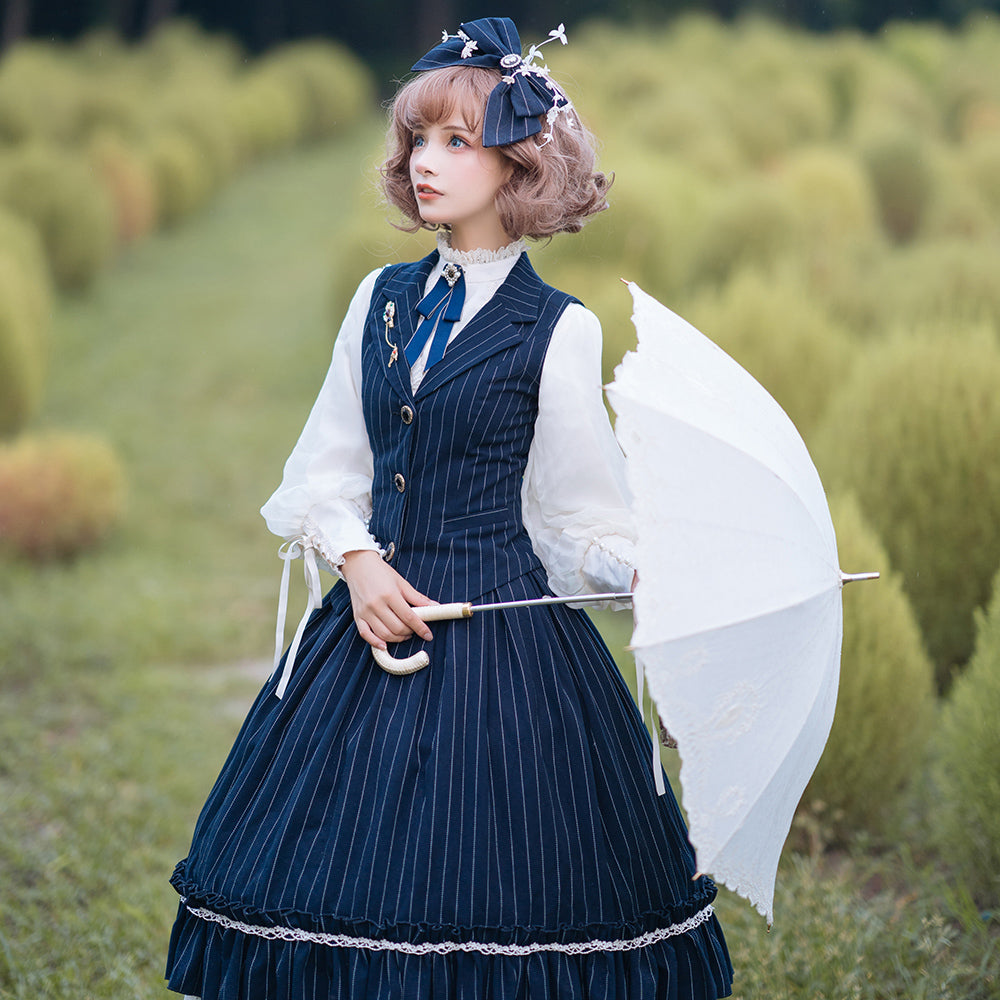 [Pre-order] British Classical Lolita Vertical Striped Vest