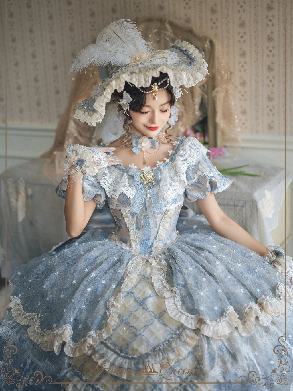 【受注予約9/16まで】Dream Magnifique プリンセスドレス・ロング丈・パステルブルー