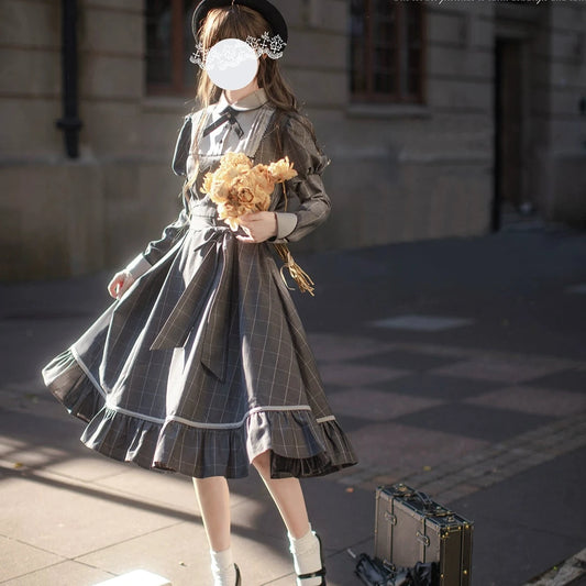 [Pre-order] Poem of Oblivion - Classical Grey Check Dress