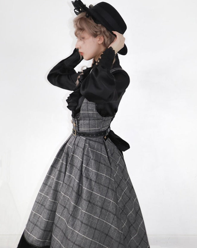 Fontainebleau checkered high waist jumper skirt