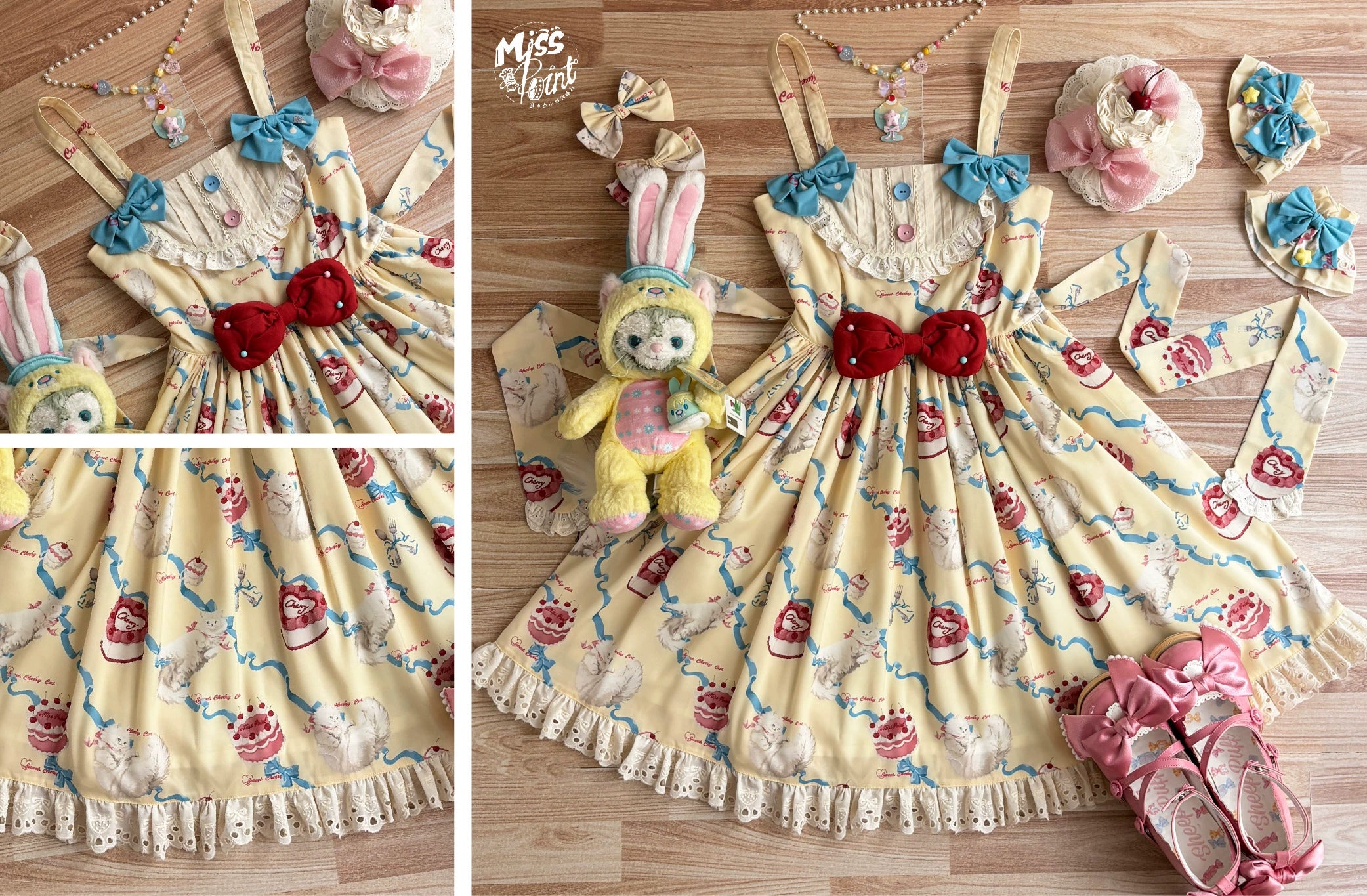 【予約販売】Sweet Cherry Cat ビブスジャンパースカート