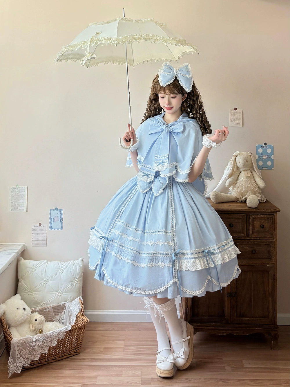 【予約販売】Antique Petal Rabbit リボンジャンパースカート