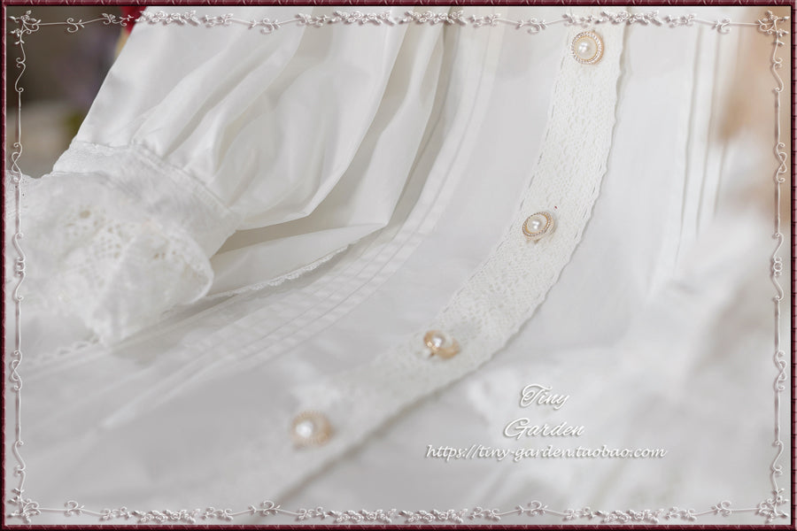 Retro cotton lace short sleeve blouse