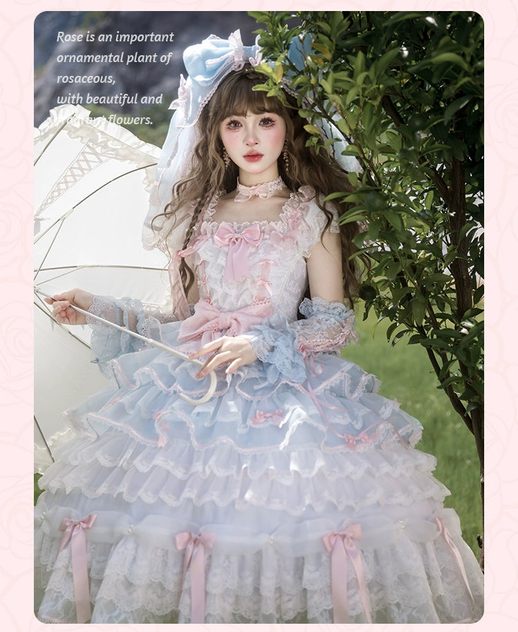 【受注予約8/6まで】Rose Courtyard レースとリボンのドレス・新色