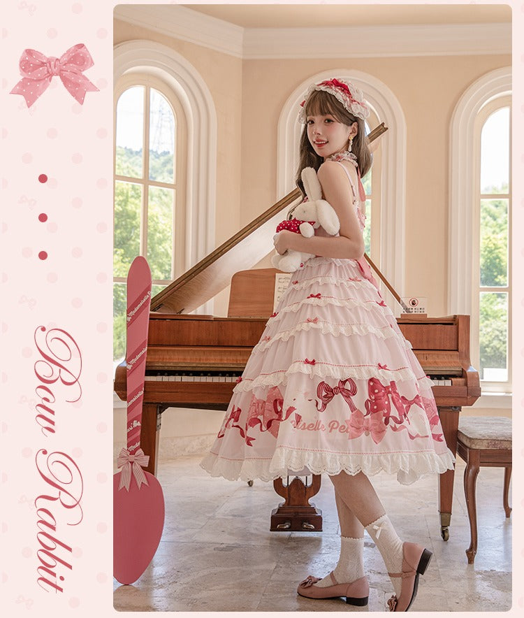 【受注予約6/11まで】Bow Rabbit ティアードジャンパースカート