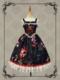 Traveling Cat Antique Print Jumper Skirt