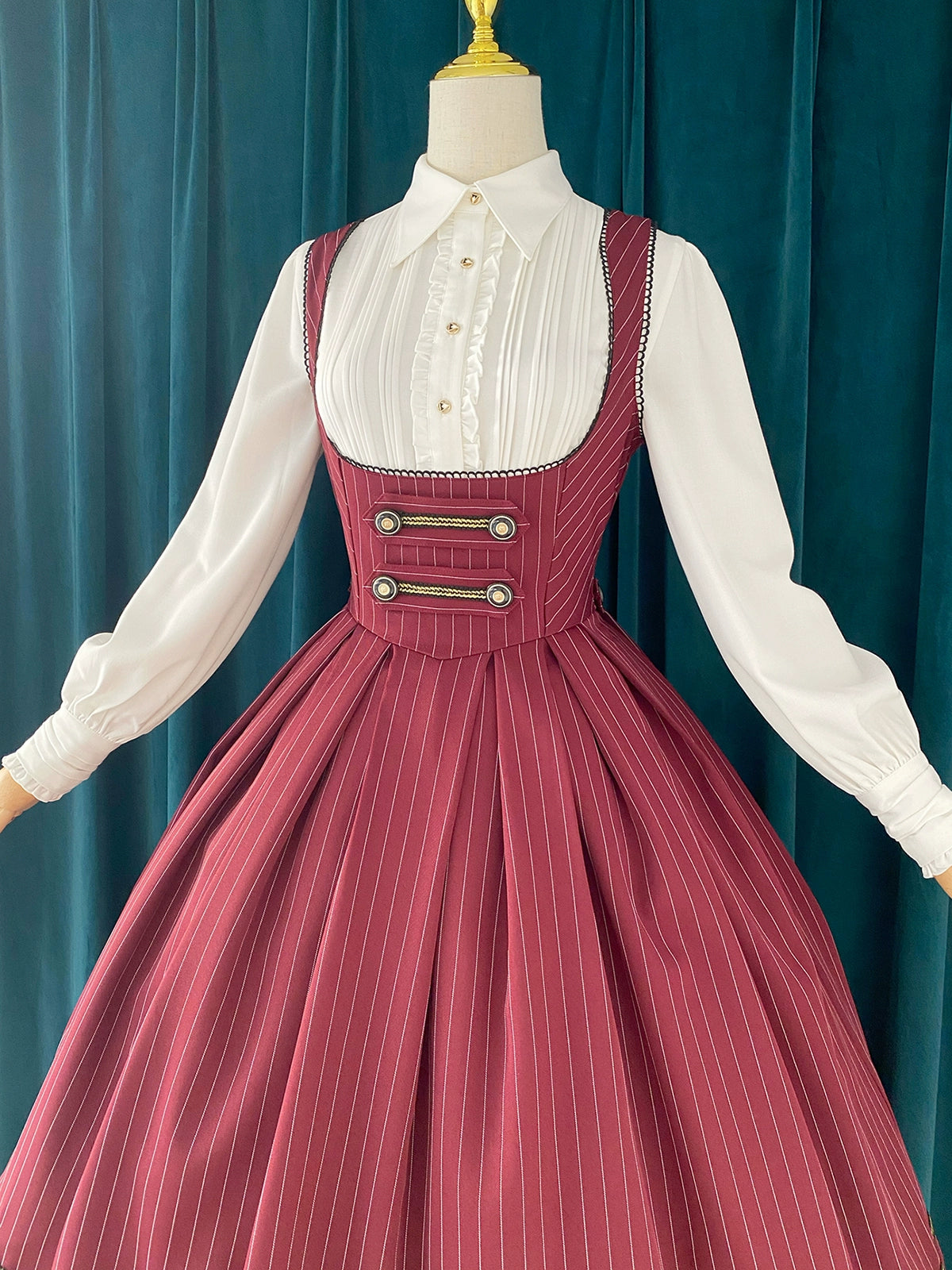 [Resale/Pre-orders available until 10/28] Bright Moon Corset Jumper Skirt Stripe [Red]