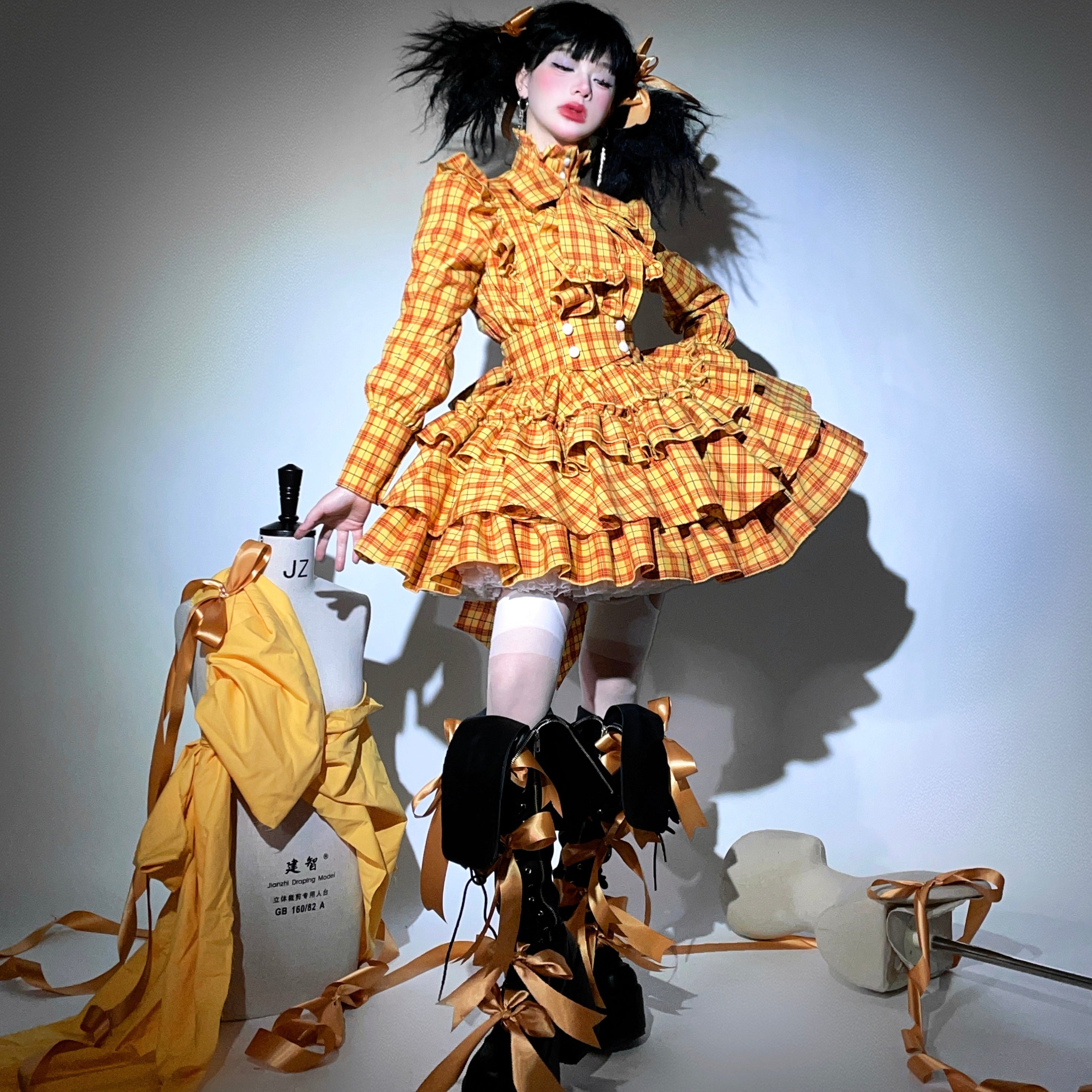 Doll's House リボンタイフリルブラウス チェック柄全4色