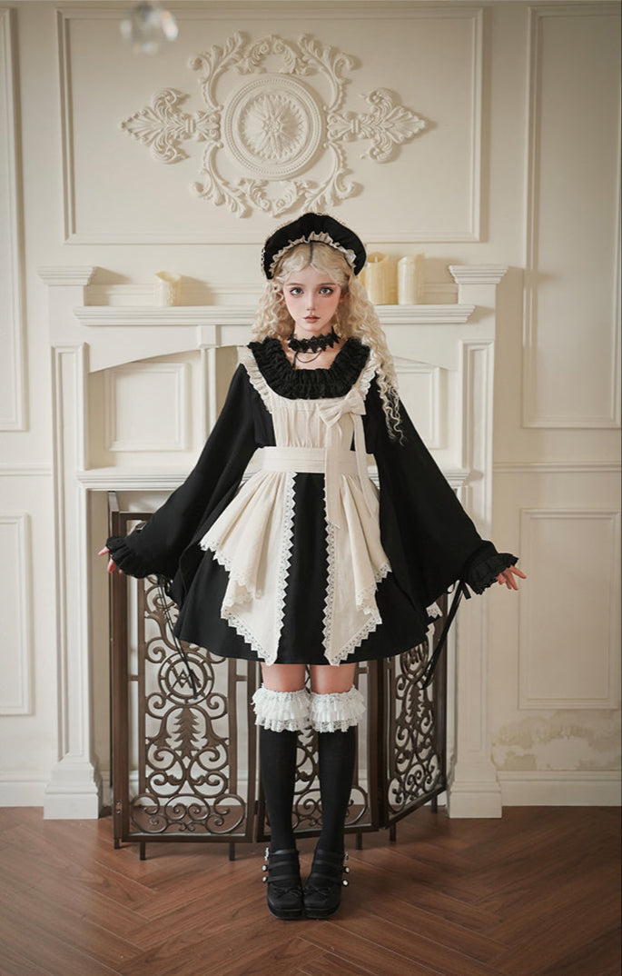 十六夜 和風メイドワンピースセット ショート丈