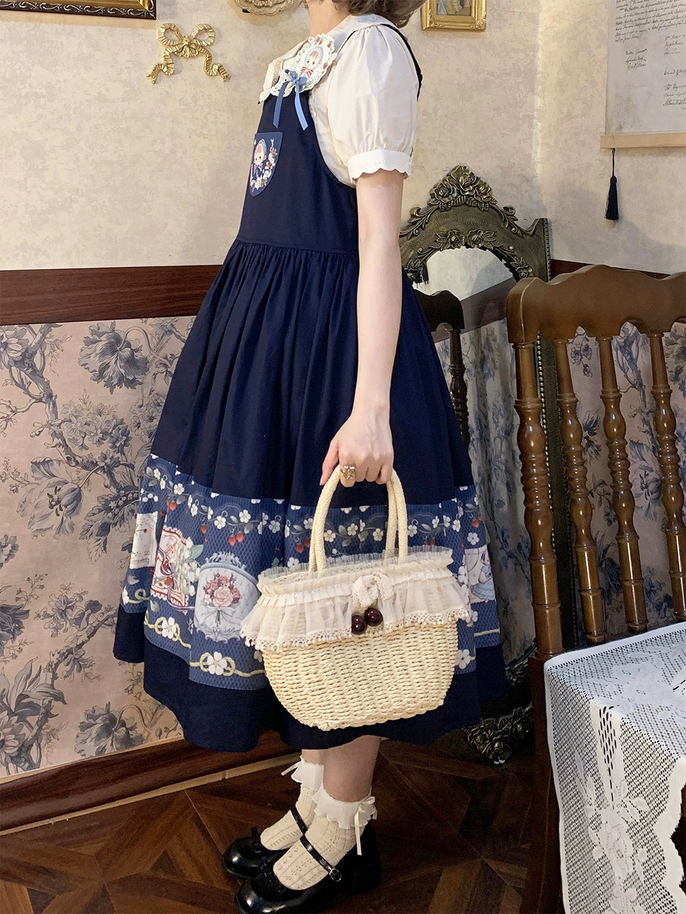 【予約販売】Sweetie Sheep プリントサスペンダースカート