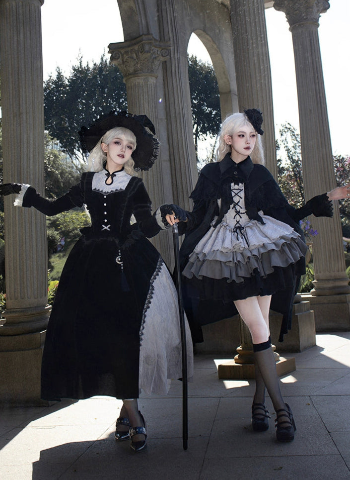 Asymmetrical design long witch dress