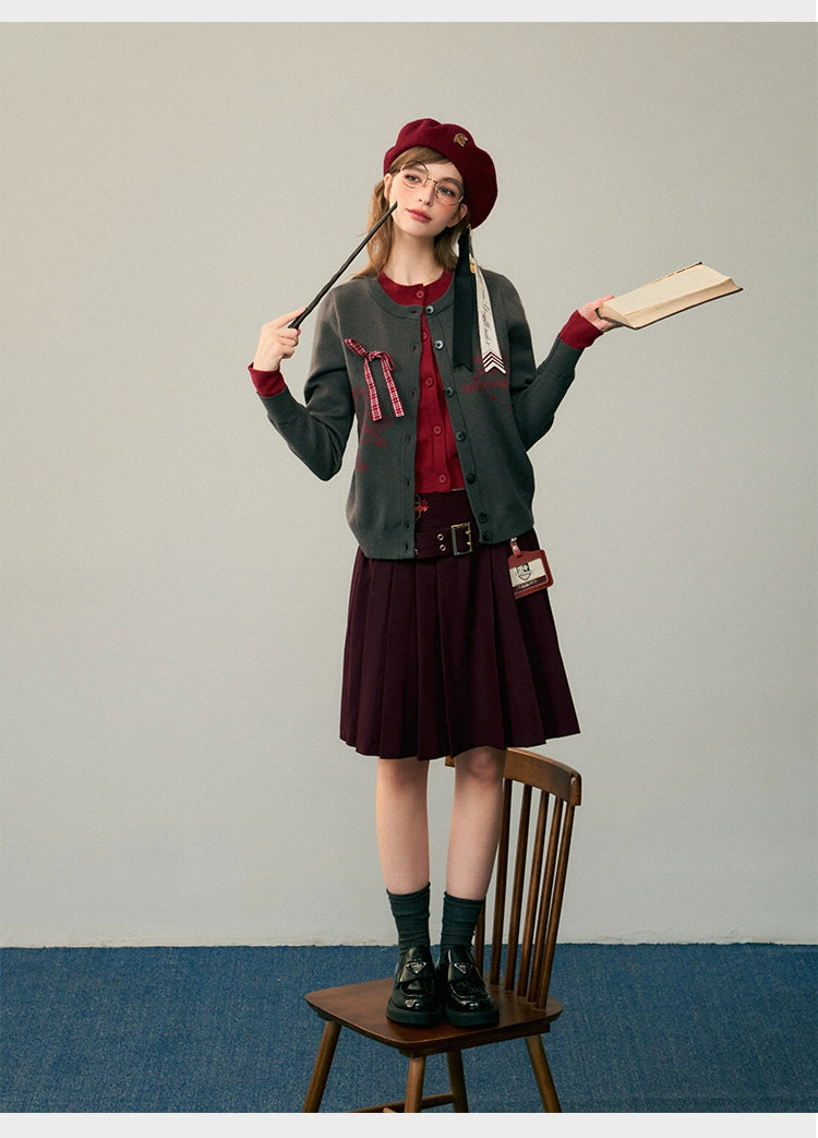 [Pre-order] Hogwarts School of Witchcraft and Wizardry Fake Layered Cardigan with Ribbon