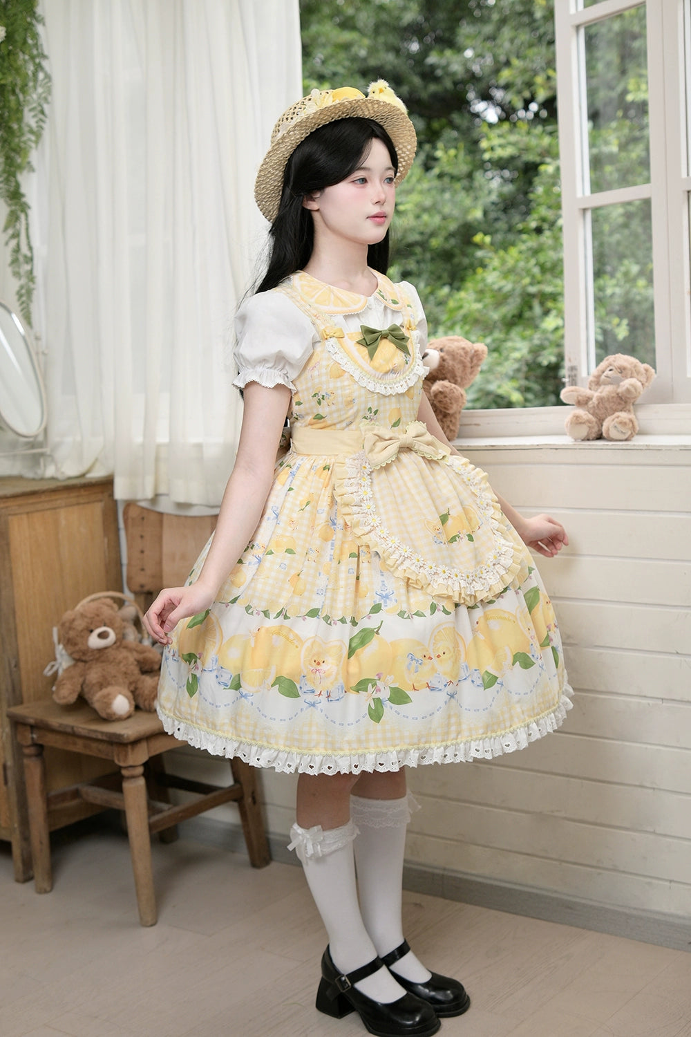 【受注予約5/14まで】Lemon Sweetie プリントジャンパースカート・ミドル丈