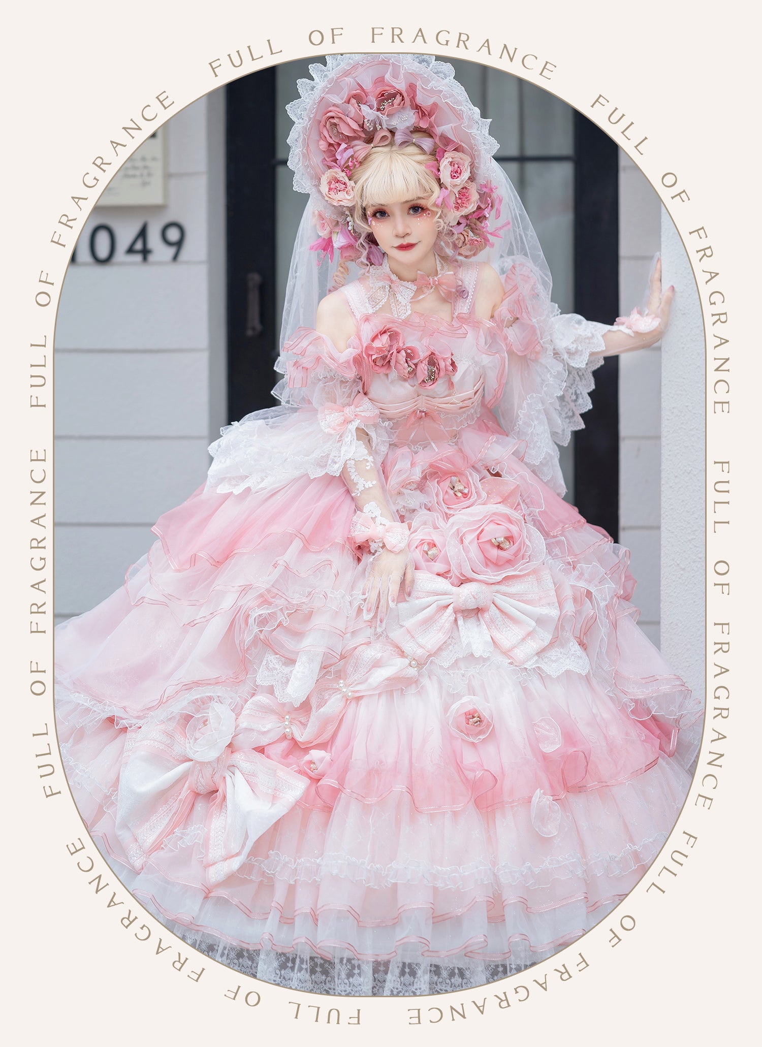 [Pre-orders available until 2/26] Full of Fragrance Dress with Train and Inner Skirt - Pink