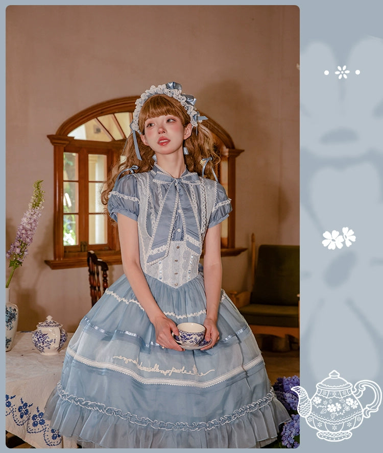 [Pre-orders available until 7/8] Antique Porcelain Plates Corset Jumper Skirt