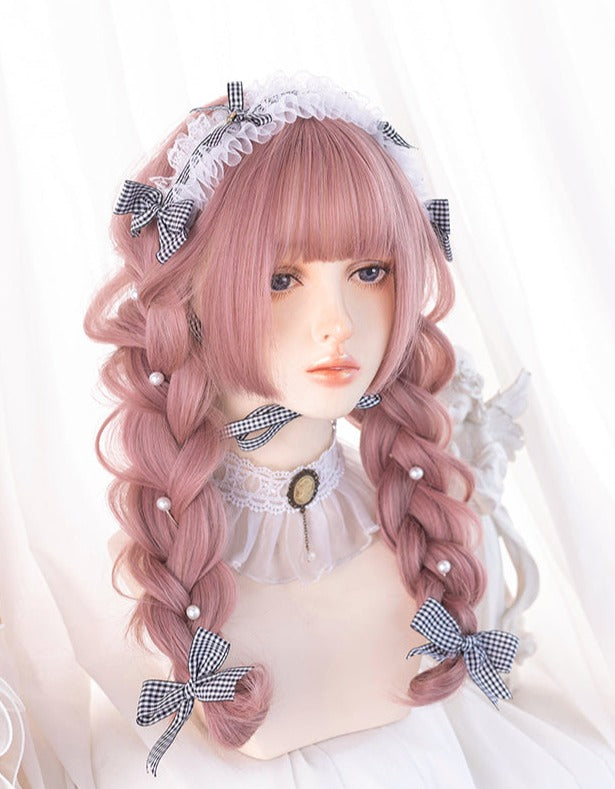 Lolita wig purple pink princess cut loose curl long