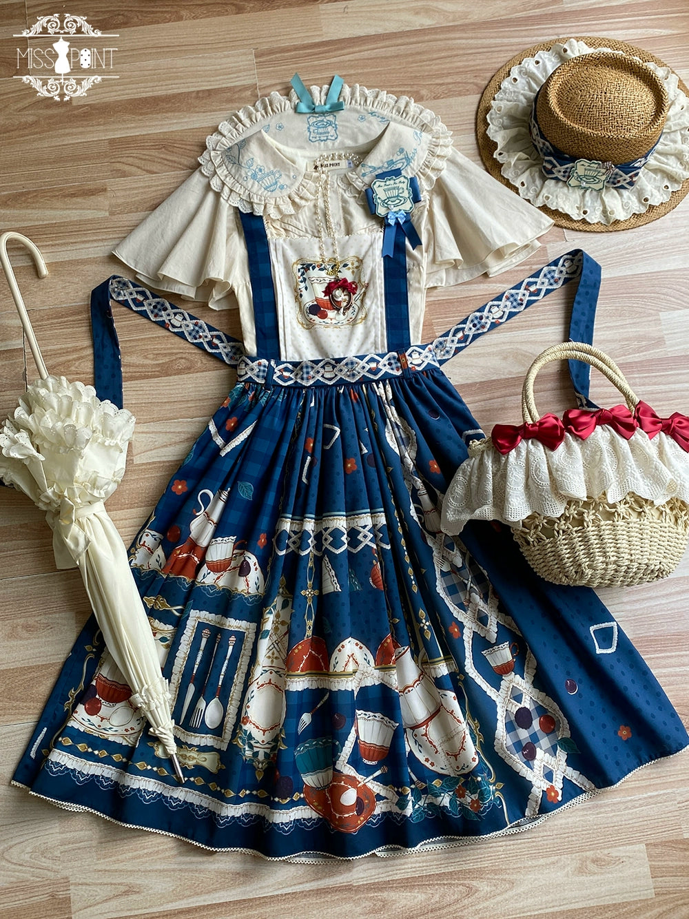 【予約販売】Picnic Tea Party 2wayサロペットスカート